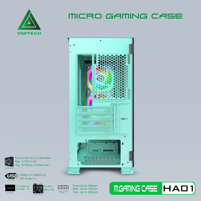 CASE VSPTECH GAMING HA01 (PINK/GREEN)